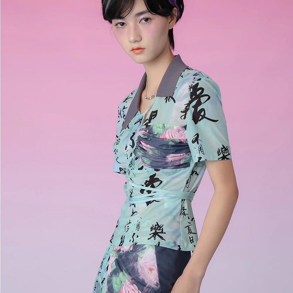 Mukzin Floral Print Wrap Dress size L/ Us size 6